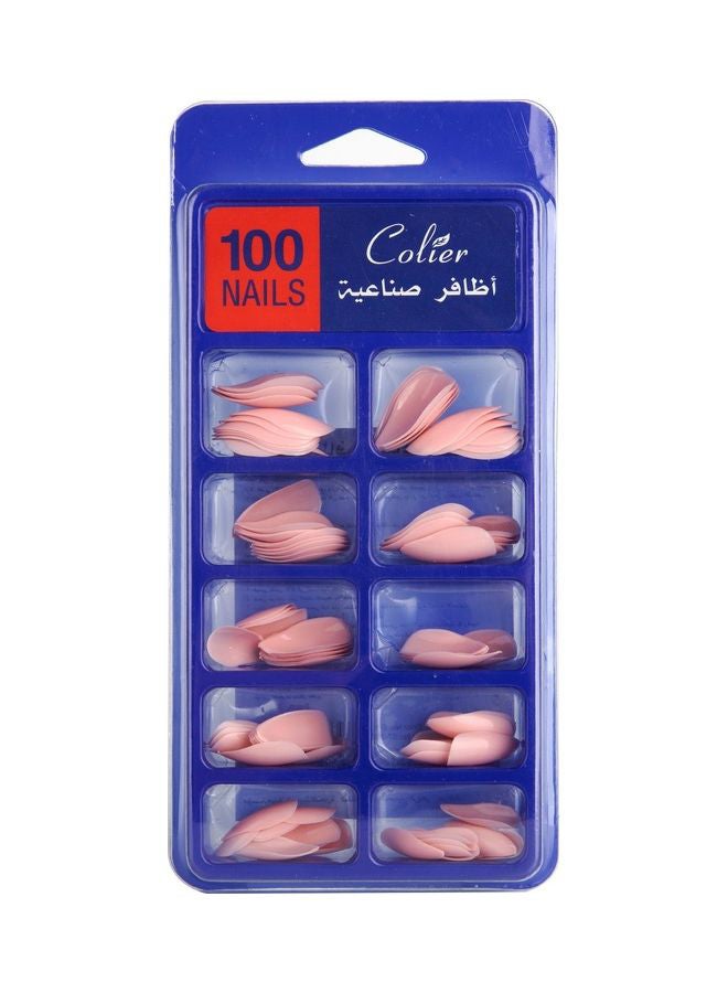 كولير مجموعة أظافر صناعية جذّابة من 100 قطعة وردي  - Image 1