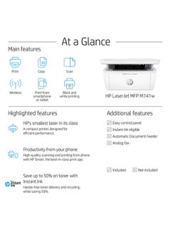 LaserJet MFP M141W Printer, Print/ Scan / Copy, Wireless Printing, Up to 20 ppm Print Speed, 8,000 pages Duty Cycle, 150 Sheet Input Tray, 600 x 400 dpi Copy Resolution 7MD74A White - v1651059719/N53181748A_7