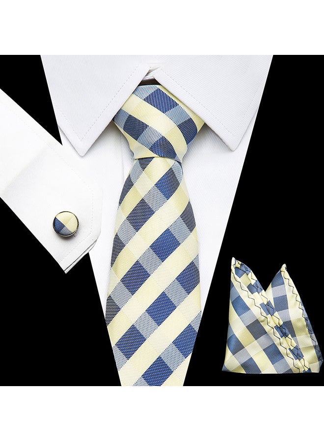 Polyester Necktie Set Yellow/Grey - Image 3
