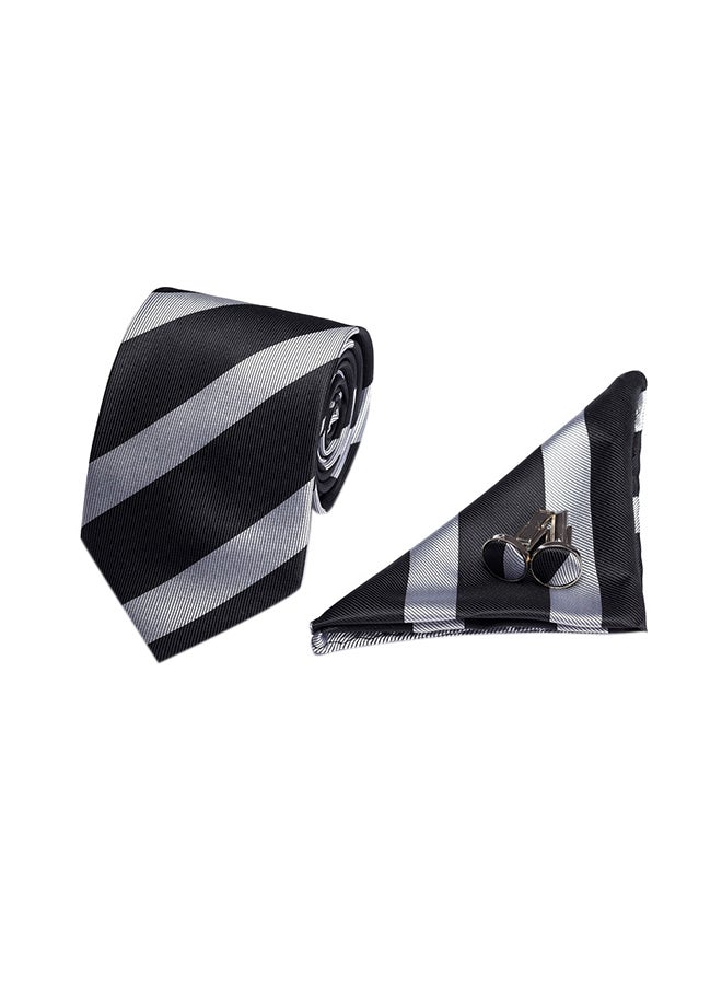 Polyester Necktie Set Black/Light Grey - Image 2