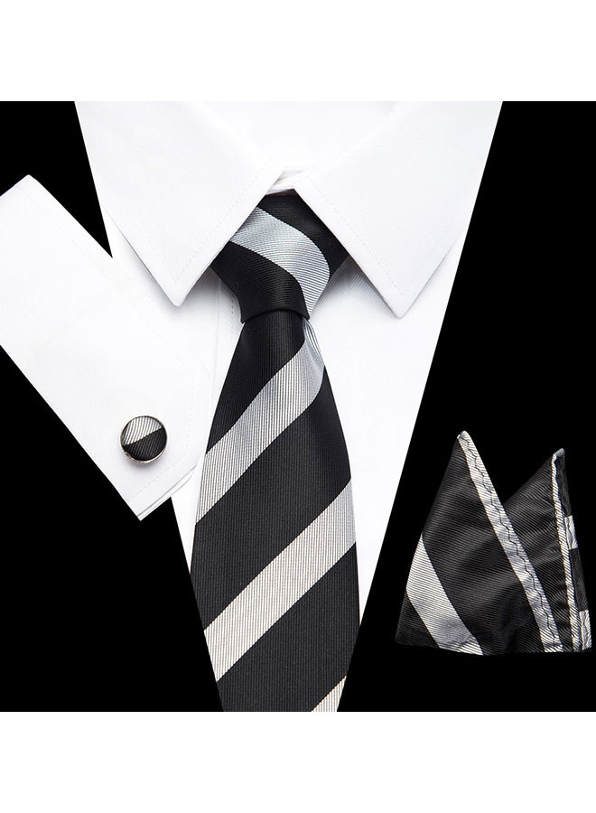 Polyester Necktie Set Black/Light Grey - Image 3