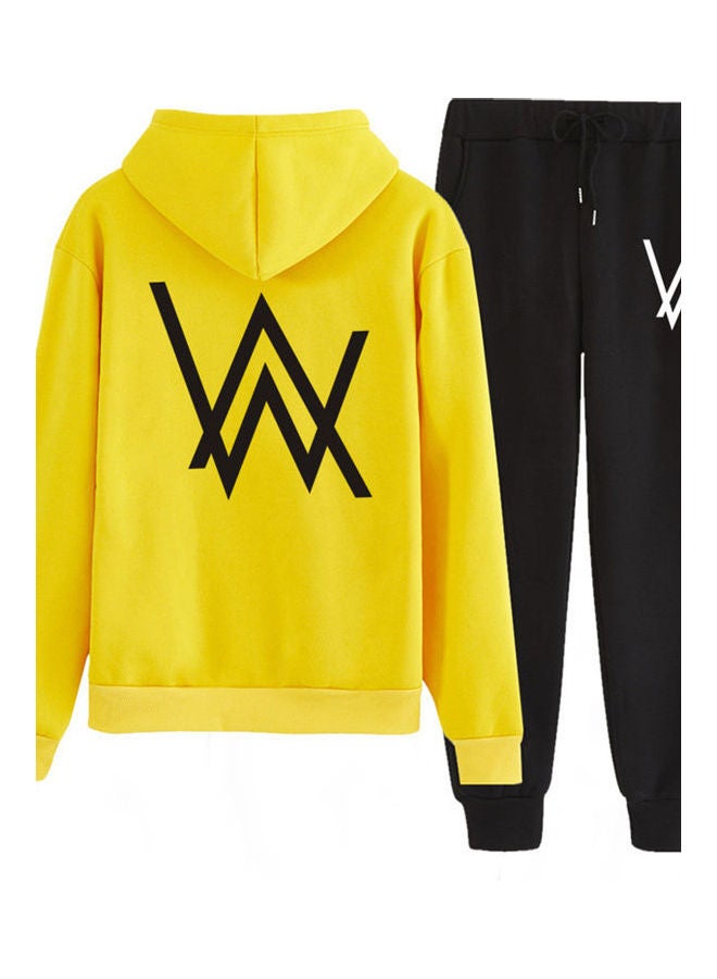 Set Of 2 Zipper Hoodies And Pants Autumn Winter Thickened Jacket Suit yellow - Image 2