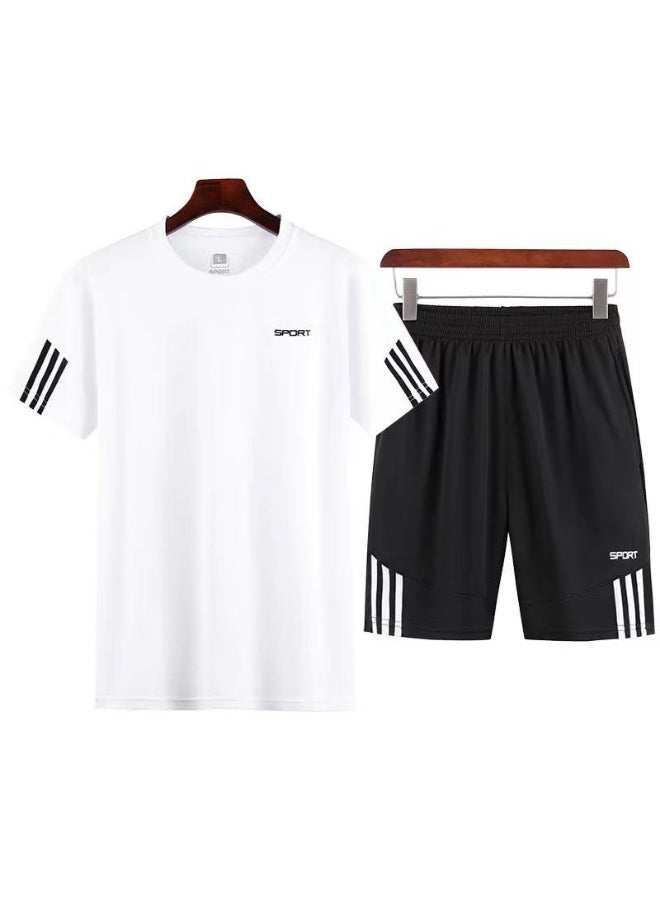 Casual T-Shirt And Shorts Set Powder White  - Image 1