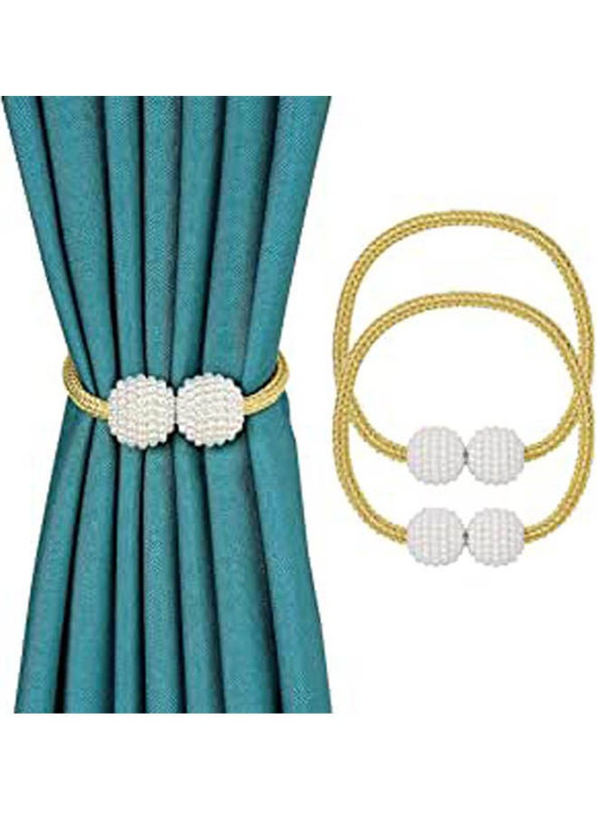 2 Pack Curtain Tiebacks Window Magnetic Curtain Straps Tie Band Curtain Clips White  - Image 1