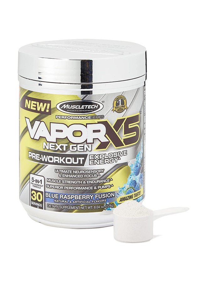 MuscleTech VaporX5 Next Gen Pre-Workout Dietary Supplement - Blue Raspberry Fusion 228g - Image 1