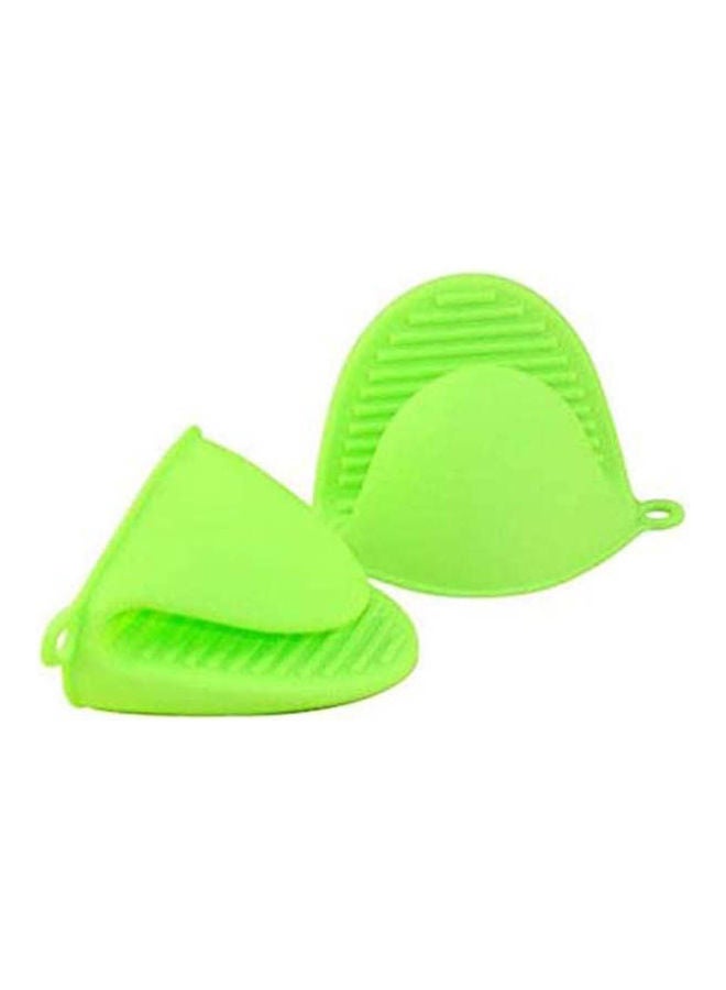 2Pcs Insulated Silicon Hand Clamp Anti-Slippery Glove Clip Kitchen Holder Gripper Green  - Image 1