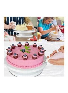 Generic 11 Inch Diy Pan Baking Tool Plastic Cake Plate Turntable Rotating White 11inch  - Image 2