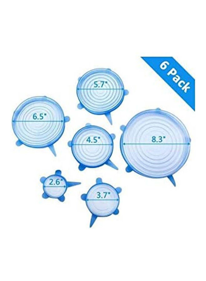6Pcs Silicone Stretch Universal Cover Pan Reusable Wrap Pot Blue 