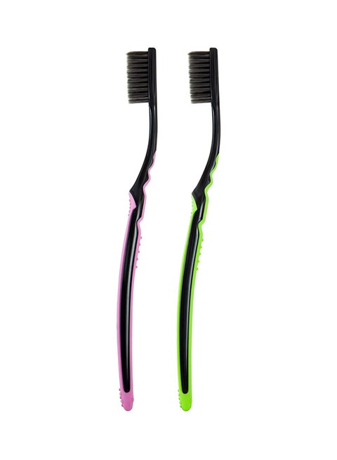 Slim Soft Black Charcoal Toothbrush Value Pack 2 Piece Multicolour