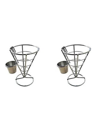(2 Pack) Ceramic French Fry Holder & Ketchup Cups Set Silver - v1651140022/N53266809A_1