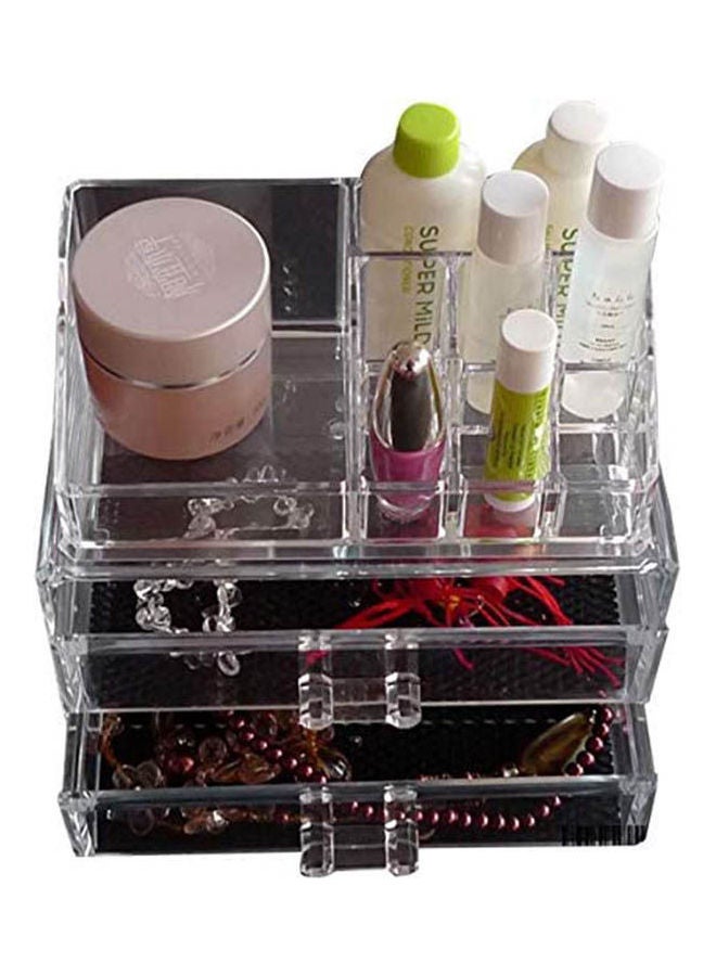 Acrylic 2 Drawer + Cosmetic Organizer Clear