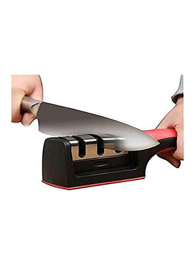 مُسنِّن سكاكين يدوي من الفولاذ المقاوم للصدأ 3 مراحل حجر شحذ للمطبخ لشحذ السكاكين والسكاكين المسننة والمستقيمة - Image 2