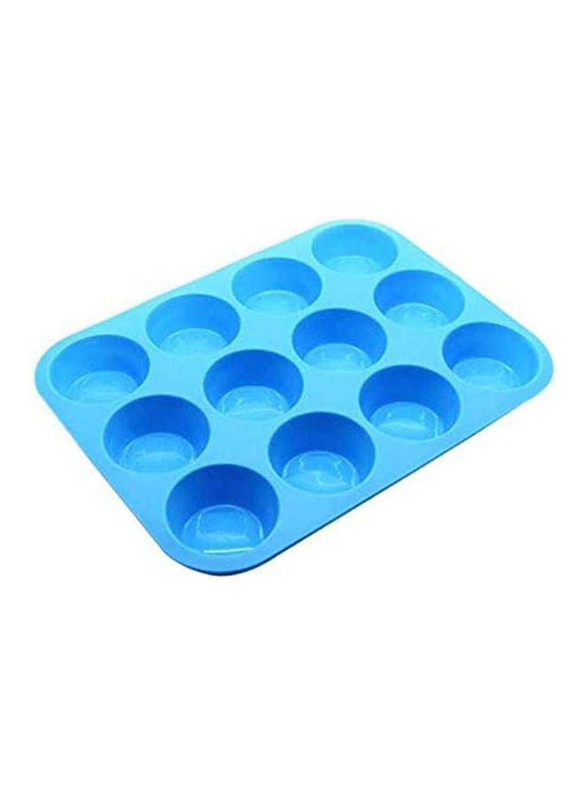 12 Cup Silicone Muffin & Cupcake Baking Pan Blue