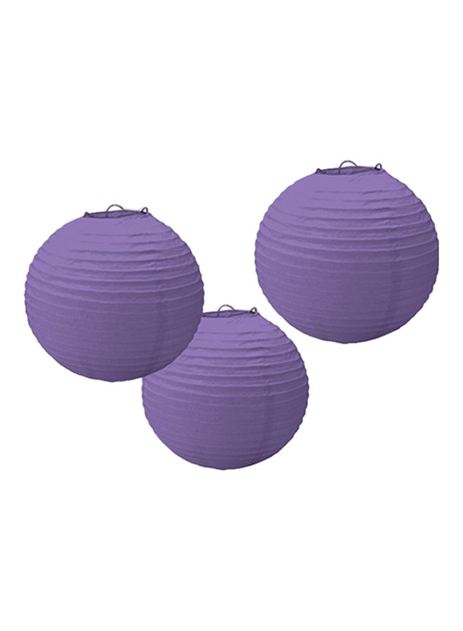 Amscan 3-Piece Round Paper Lantern Set New Purple 9.5inch - Image 1