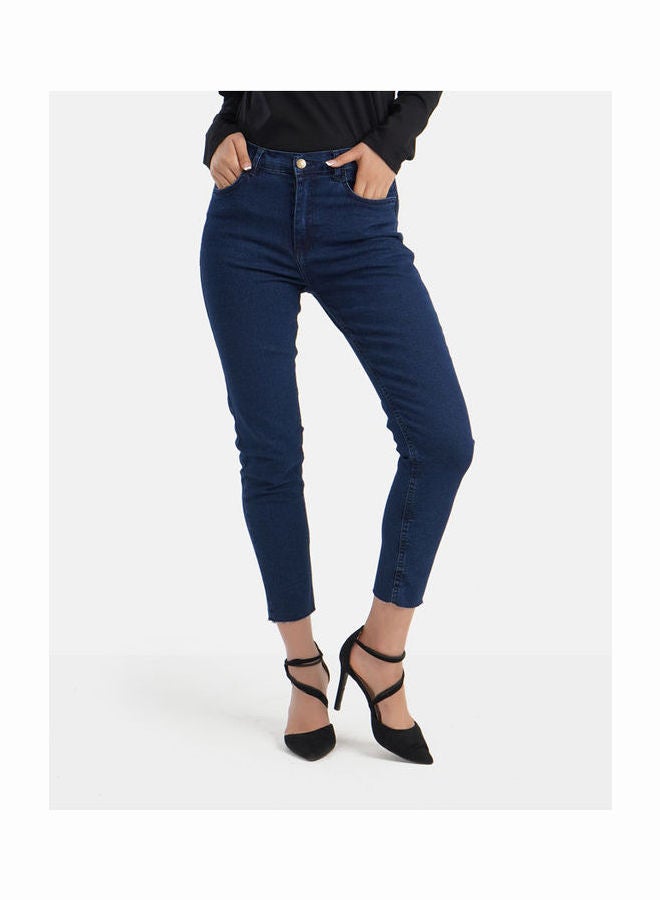 كارينا Casual Plain Basic  Mid-Rise Jeans Royal Blue - Image 1