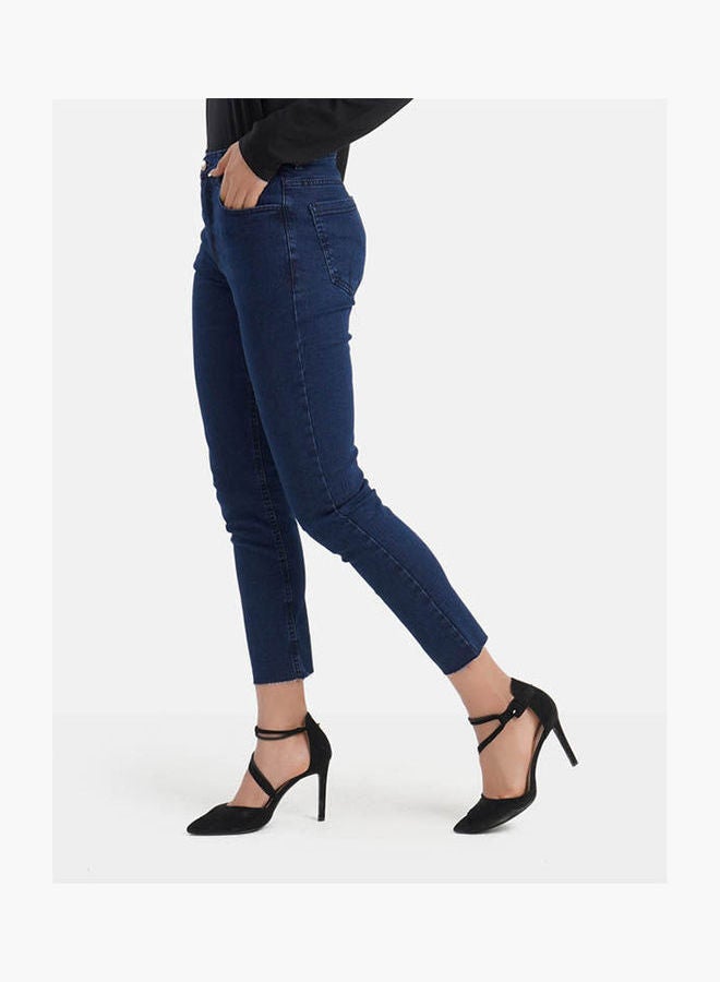 كارينا Casual Plain Basic  Mid-Rise Jeans Royal Blue - Image 2