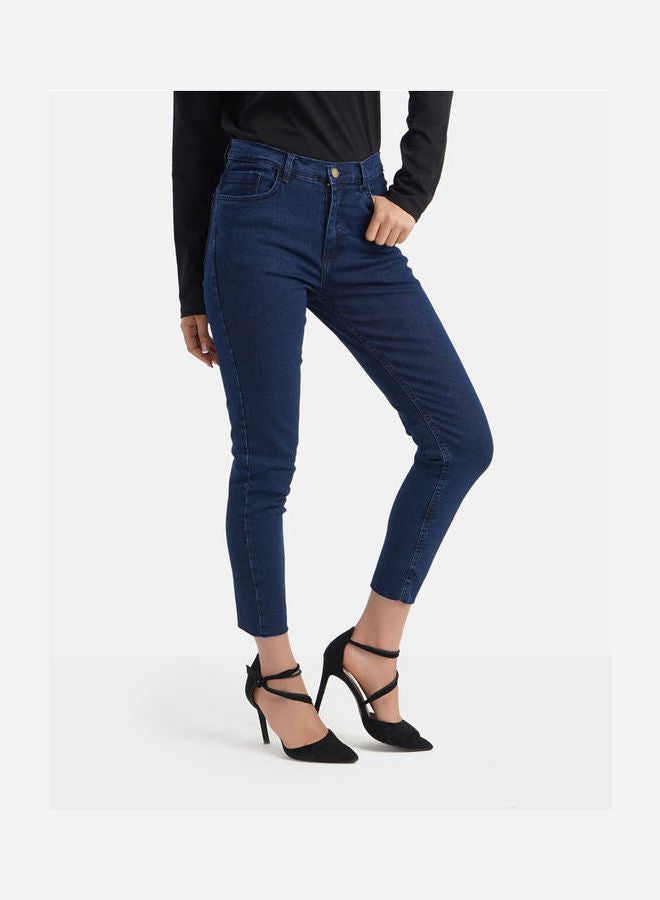 كارينا Casual Plain Basic  Mid-Rise Jeans Royal Blue - Image 3