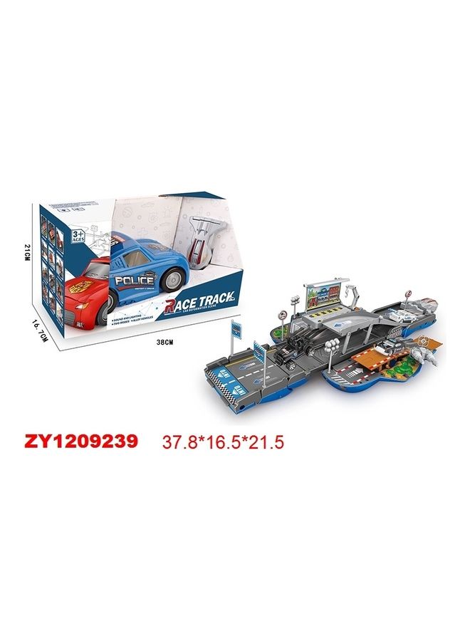 Police Alloy Light And Music Catapult Battle Track Deformation Car 37.8x16.5x21.5cm 