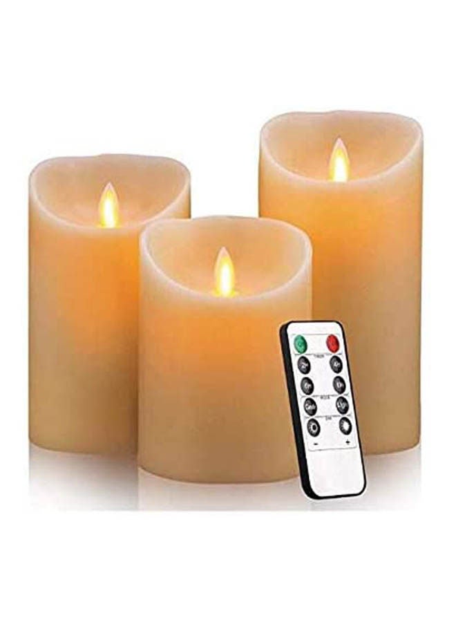 Flameless Candles Battery Operated Pillar Real Wax Flickering Moving Wick Electric Led Candle Sets Brown - Image 1