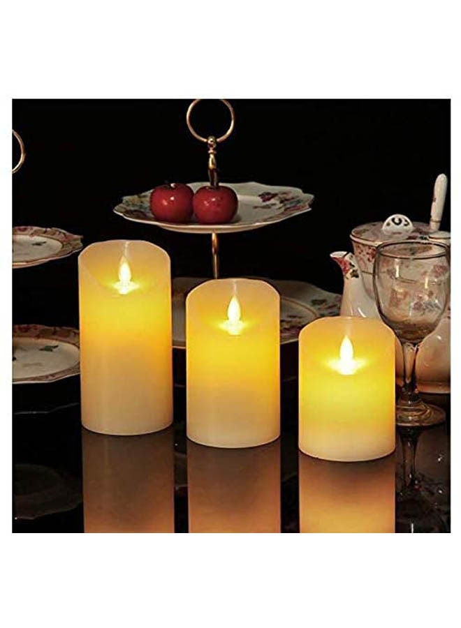 Flameless Candles Pack Of 3 Battery Operated Pillar Real Wax Flickering Moving Wick Electric Led Candle Gift Sets With Remote Beige  - Image 2