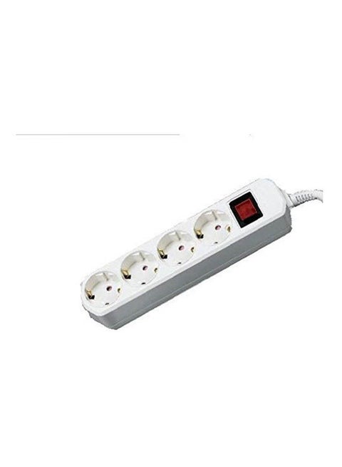 Power Strip Extension Board Cord 4 Sockets Master Illuminated Switch White 3meter