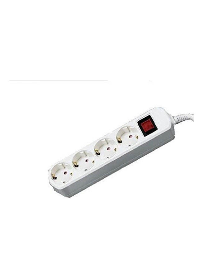 Generic Power Strip Extension Board Cord 4 Sockets Master Illuminated Switch White 3meter 