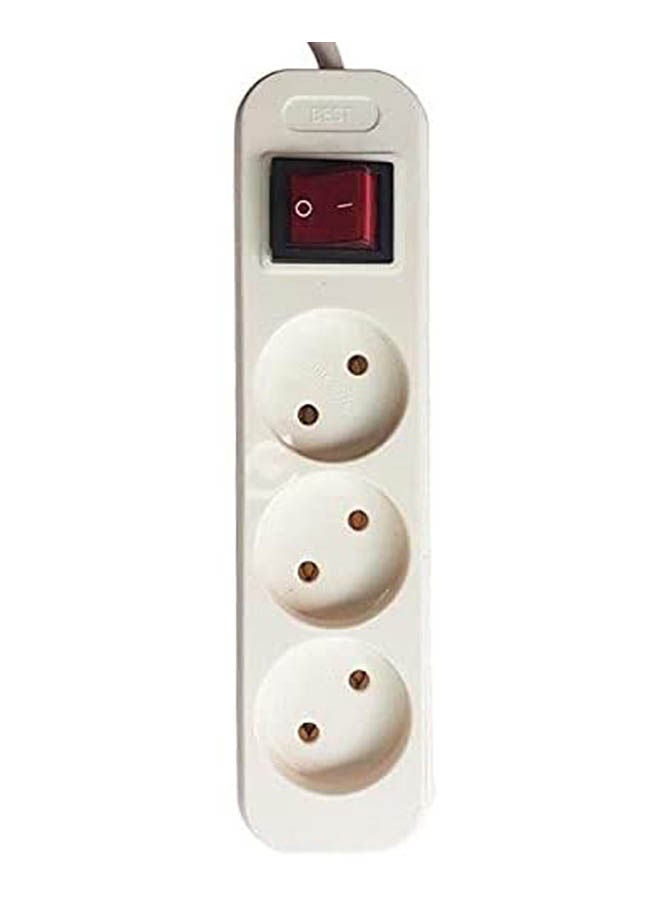 Generic Power Strip 3 Plugs Cable White 5meter  - Image 1