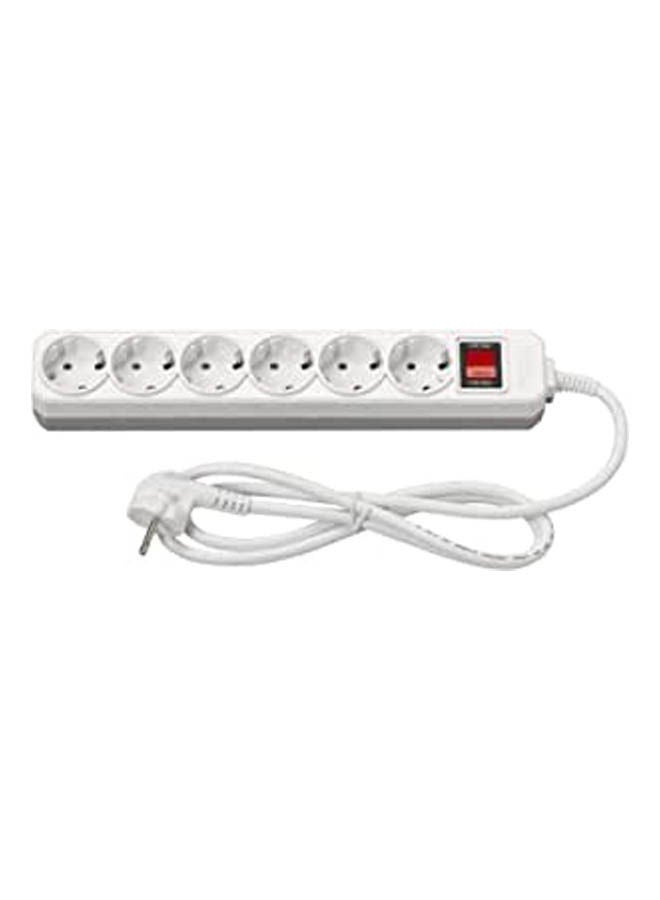 Generic Power Strip Extension Board Cord 6 Sockets With Master Illuminated Switch White 3meter 