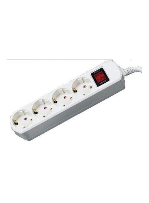 Power Strip Extension Board Cord 4 Sockets Master Led Switch White 5meter