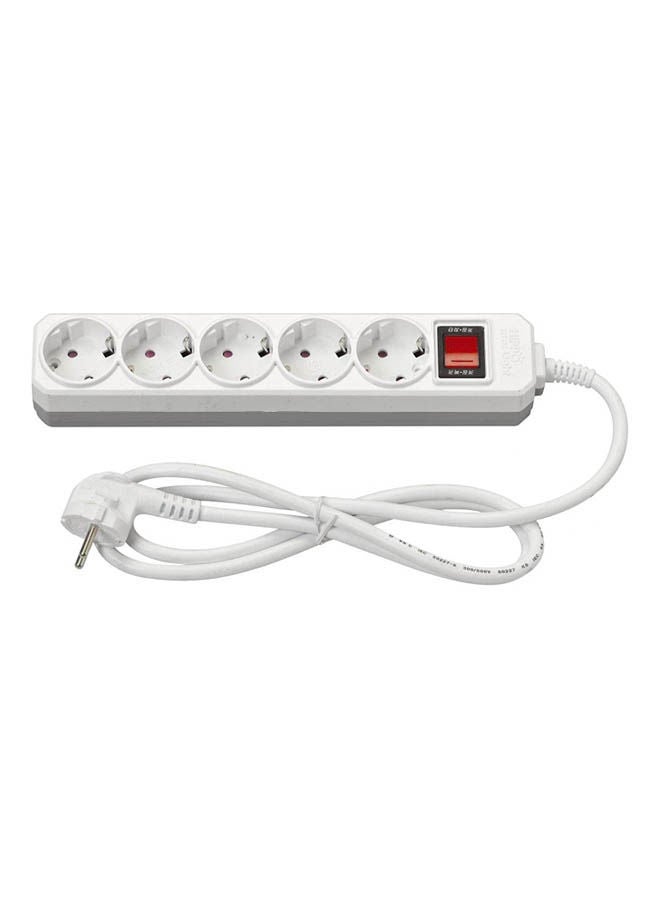 Generic Power Strip Extension Board Cord 5 Sockets With Master Illuminated Switch White 5meter 