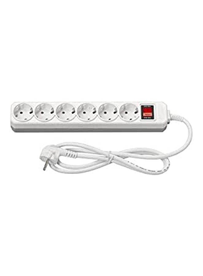 Generic Power Strip Extension Board Cord 6 Sockets With Master Illuminated Switch White 5meter 