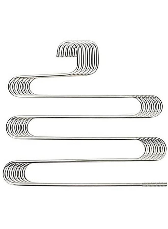 Set Of 5Pcs 5 Layers Pants Clothes Rack S Shape Multi-Purpose Hangers Silver  - Image 1