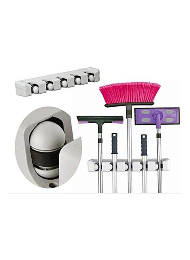 Mop And Broom Holder Wall Mount Grey 