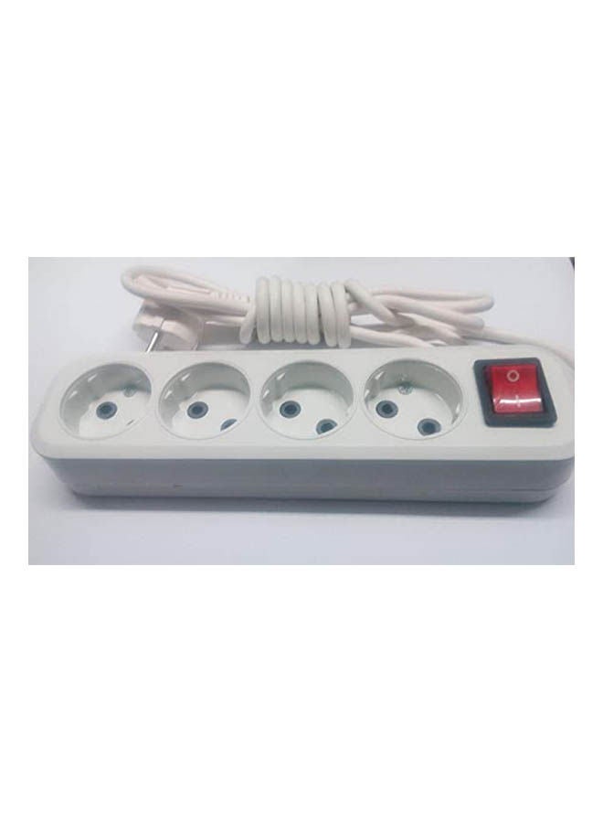 Electrical Power Extension 4 Socket White 2meter