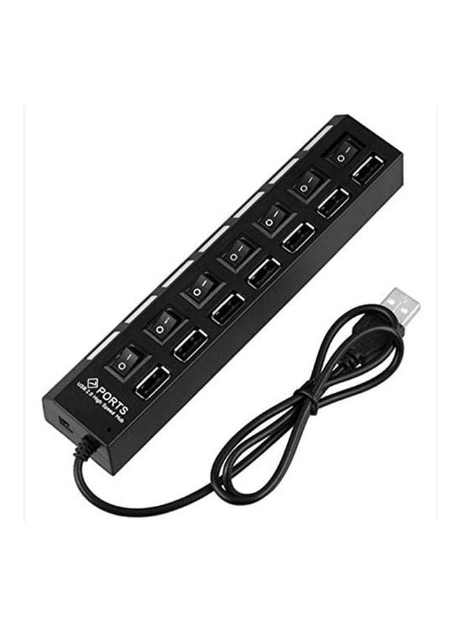 Generic High Speed 7 Port Usb 2.0 Hub On-Off Sharing Switch For Laptop Pc Black  - Image 1