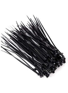 Generic 100Pcs Wire Self-Locking 250Mm Black Nylon Plastic Network Cable Wire Zip Tie Cord Strap Plastic Zip Trim Wrap Cable Loop Ties Black 