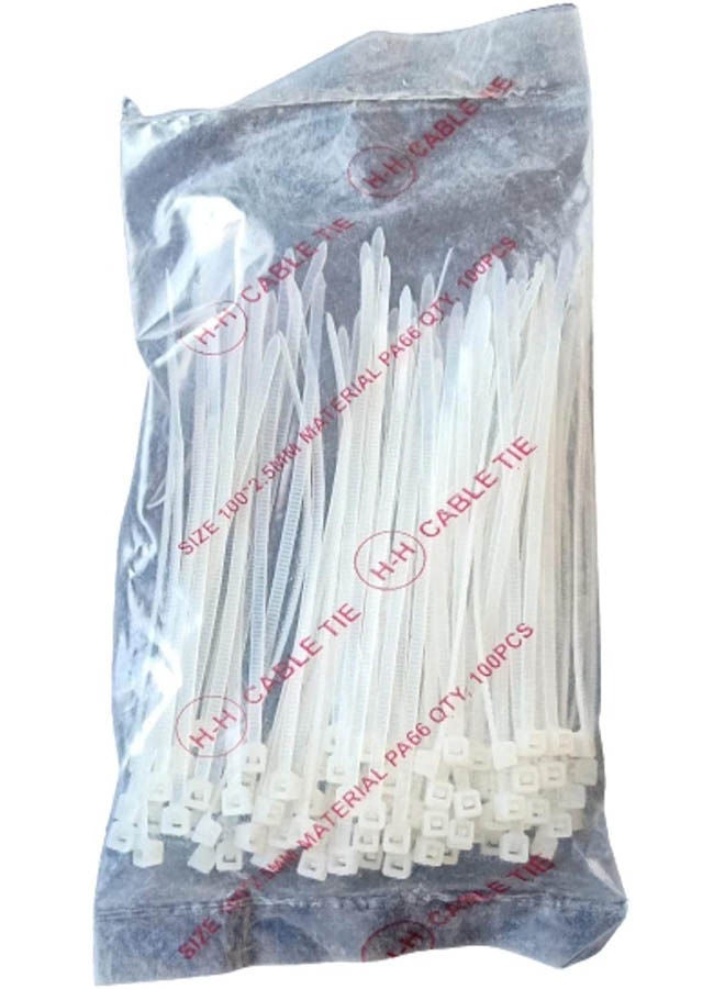 Generic - Plastic Cable Ties, Length Of 10 Cm, Number Of 5 Bags, Bag 100 Avies White 10cm - Image 1