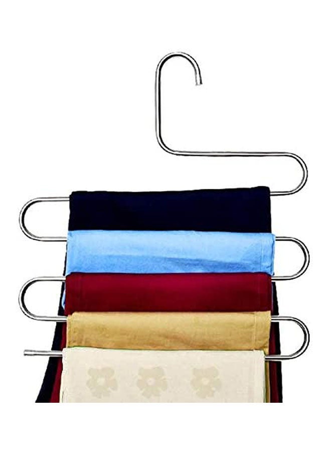 Hot Sell Magic Stainless Steel Trousers Hanger Multifunction Pants Closet Belt Holder Rack S-Type 5 Layers Saving Space Storage Silver  - Image 2