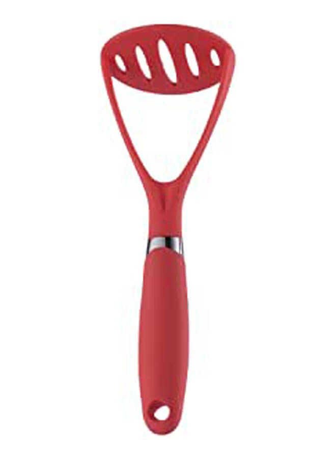 Plastic Food Masher With Silicone Handle Red