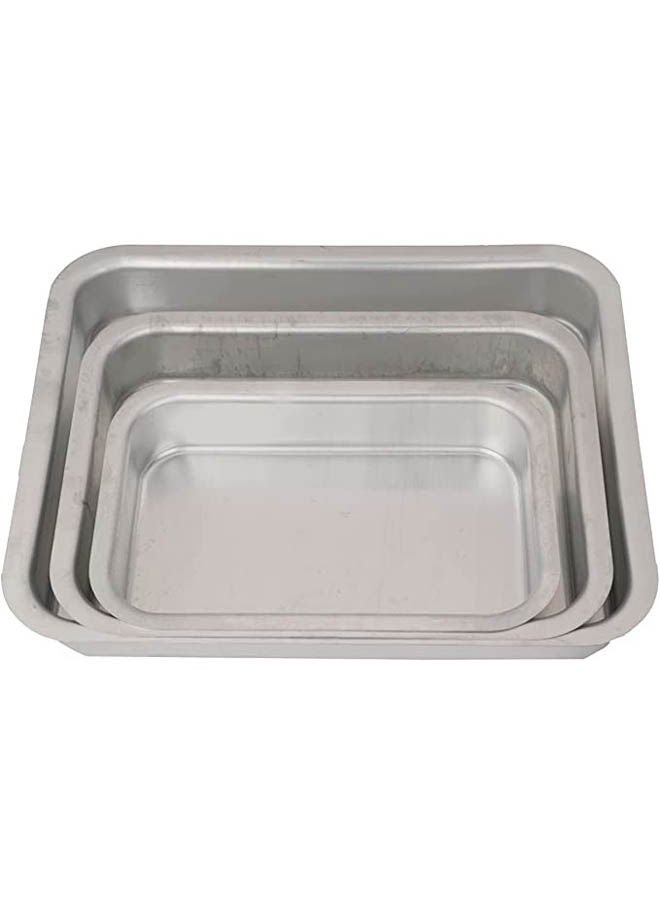 Set Of 3 Pieces Rectangle Trays Silver