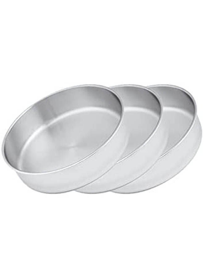 Set Of 3 Pcs Rounded Oven Tray Silver 30cm