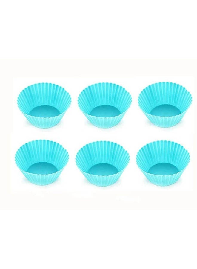 Bright Colors Cup Cake Mould - Set Of 6 Blue