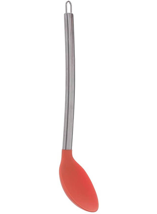 Cooking Spoon With Stainless Steel Handle Red
