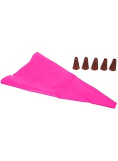 Generic Reusable Cream Pastry Bag With 5 Pieces pink 
