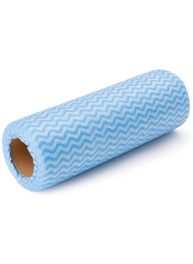 Non Woven Reusable Cleaning Wipe Wash Towel For Kitchen - Household 50Pcs Roll Blue 25.5x29cm