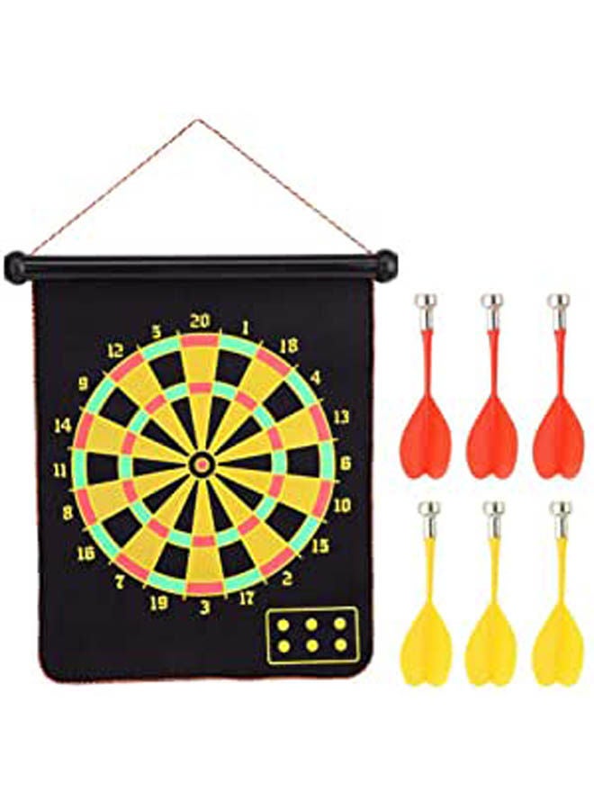 Generic - Magnetic Double Sided Dart Board Wall Hanging Dartboard With 6 Safety Darts 15cm - Image 1