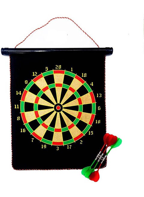 Large Magnetic Dart Board - Safe Dart Toy Kit For Kids, 2 Sided Magnetic Roll-Up Dartboard With 6 Magnetic Darts 40x7.5cm