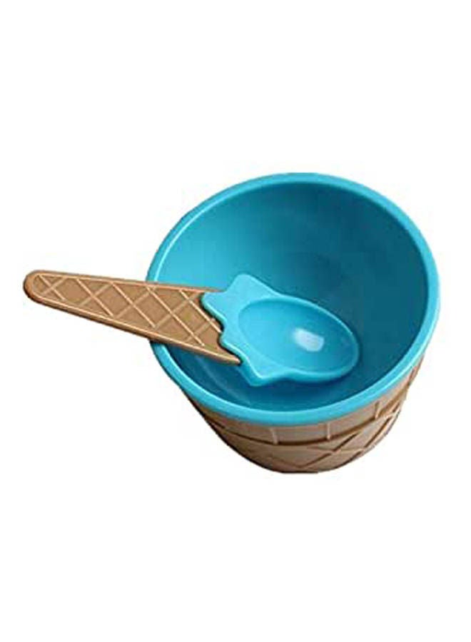 Ice Cream Bowls With Spoon Double Thicken Blue