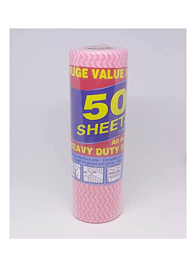 Kitchen Multi-Use Towels Roll 50 Sheets Pink - Image 1