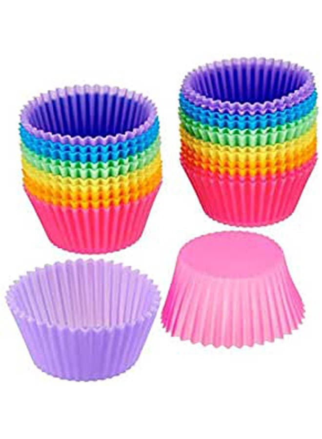 12Pcs Reusable Round Silicone Baking Cups Liner Mold Multicolour 7cm  - Image 1